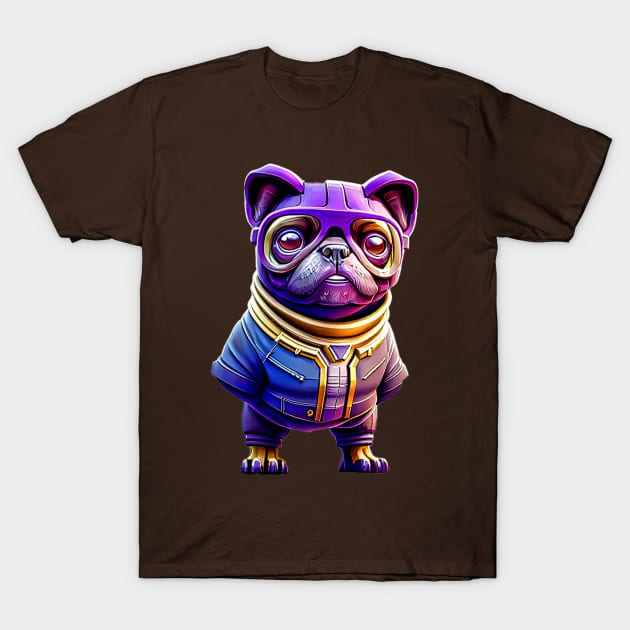 Pug in Purple Villain Suit - Adorable Dog Dressed in a Purple Skin Costume T-Shirt by fur-niche